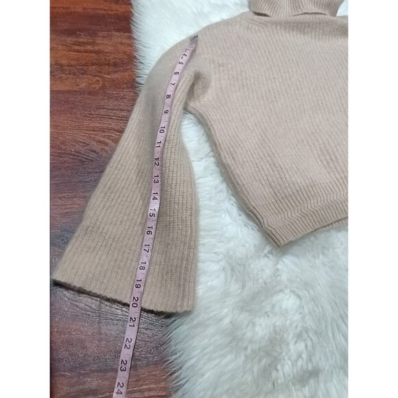 Joie Cashmere Ribbed L Turtleneck Sweater Cropped Beige Soft Pink - Picture 7 of 11